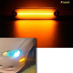 img 1 attached to Mazda Miata MX-5/MX5 LED Side Marker Lamp Lights (1990-1997, 1999-2005) Black Smoked Lens Driver/Passenger Amber/Red Turn Signal Sidemarker Replacement