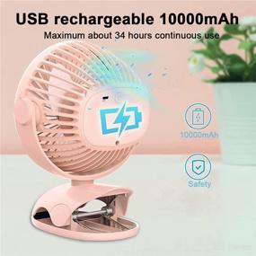 img 1 attached to 💨 Versatile 10000mAh Rechargeable Fan with Strong Airflow and Clip-on Design - Perfect for Office, Camping, and Gym!