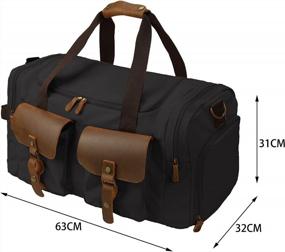 img 3 attached to Kemy'S Genuine Leather Canvas Duffle Bag - Perfect Weekend Bag For Men And Women
