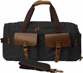 img 4 attached to Kemy'S Genuine Leather Canvas Duffle Bag - Perfect Weekend Bag For Men And Women