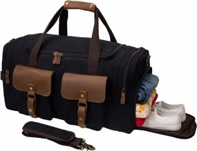 img 1 attached to Kemy'S Genuine Leather Canvas Duffle Bag - Perfect Weekend Bag For Men And Women
