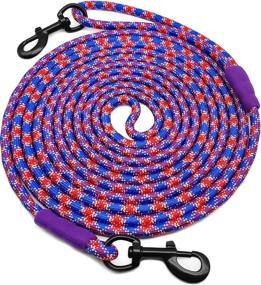 img 4 attached to Heavy-Duty Mycicy Training Rope Leash For Small To Extra Large Dogs - 15Ft Nylon Recall Lead In Blue Red