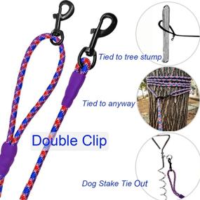 img 3 attached to Heavy-Duty Mycicy Training Rope Leash For Small To Extra Large Dogs - 15Ft Nylon Recall Lead In Blue Red