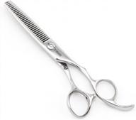professional thinning shears for barber shop - 6" 30 teeth silvery scissors with 440c convex edge by kinsaro logo