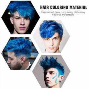 img 3 attached to Blue Hair Color Wax Pomades 4.23 Oz - Natural Hair Coloring Wax Material Disposable Hair Styling Clays Ash For Cosplay, Party (Blue)