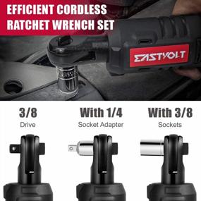 img 3 attached to 🔧 Eastvolt 12V Cordless Electric Ratchet Wrench Set: Powerful 3/8 Inch 35 Ft-lbs Tool Kit with Fast Charger, Lithium-Ion Battery, 7-Pieces Sockets & 1/4" Adaptor