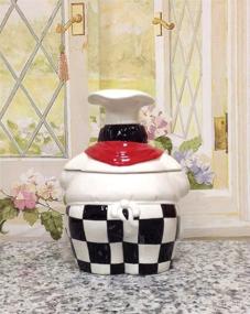 img 1 attached to 🏾 African American Black Bistro Happy Chef Cookie Jar Canister 89076 by ACK: Elegant Kitchen Decor with a Cultural Twist