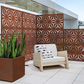 img 1 attached to Veradek Star Decorative Outdoor Divider Set With Stand, Corten Steel