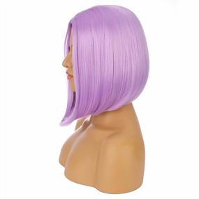 img 1 attached to ENilecor Lavender Purple Wigs, Colored Bob Wigs For Women Neon Synthetic Wig, Middle Part With No Bangs Colorful Hair Replacement Wigs Short Straight Bob Wig For Women Cosplay Party Fun Wigs