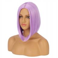 enilecor lavender purple wigs, colored bob wigs for women neon synthetic wig, middle part with no bangs colorful hair replacement wigs short straight bob wig for women cosplay party fun wigs logo