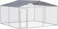 pawhut dog kennel outdoor heavy duty playpen with galvanized steel secure lock mesh sidewalls and waterproof cover for backyard & patio, 13' x 13' x 7.5' logo