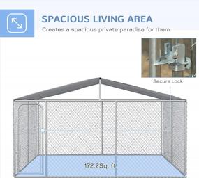img 1 attached to PawHut Dog Kennel Outdoor Heavy Duty Playpen With Galvanized Steel Secure Lock Mesh Sidewalls And Waterproof Cover For Backyard & Patio, 13' X 13' X 7.5'