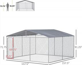 img 2 attached to PawHut Dog Kennel Outdoor Heavy Duty Playpen With Galvanized Steel Secure Lock Mesh Sidewalls And Waterproof Cover For Backyard & Patio, 13' X 13' X 7.5'