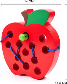 img 3 attached to Кижская деревянная шнуровка Apple Threading Toys - развивающий подарок для малышей 1-3 лет | Мелкая моторика и Монтессори-обучающая игра-путешествие