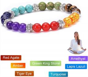 img 3 attached to Natural Stone Chakra Bracelet With Lava Rock Beads For Stress Relief, Anxiety And Yoga: GelConnie Aromatherapy Essential Oil Diffuser Bangle With 7 Chakras And 8Mm Healing Beads