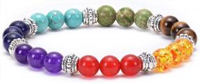 img 4 attached to Natural Stone Chakra Bracelet With Lava Rock Beads For Stress Relief, Anxiety And Yoga: GelConnie Aromatherapy Essential Oil Diffuser Bangle With 7 Chakras And 8Mm Healing Beads