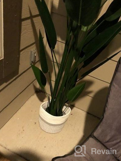 img 1 attached to TIMEYARD Sturdy Jute Rope Plant Basket Modern Woven Basket For 10" Flower Pot Floor Indoor Planters, 11” X 11” Storage Organizer Basket Rustic Home Decor, Black And Beige Stripes review by Sabrina Guarino