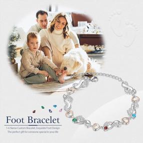 img 1 attached to Cherish Forever: Personalized Infinity Bracelet With Birthstone And Baby Feet Link For Moms