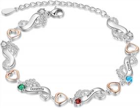 img 4 attached to Cherish Forever: Personalized Infinity Bracelet With Birthstone And Baby Feet Link For Moms