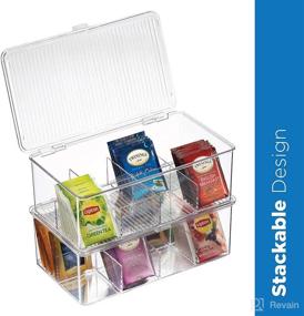 img 3 attached to 🍵 Space-Saving Stackable Tea Bag Organizer: 2 Pack Plastic Storage Bins for Kitchen Cabinets, Countertops, Pantry - Ideal for Beverage Bags, Cups, Pods, Packets, and Condiment Accessories