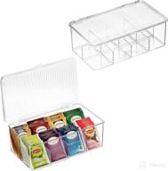 🍵 space-saving stackable tea bag organizer: 2 pack plastic storage bins for kitchen cabinets, countertops, pantry - ideal for beverage bags, cups, pods, packets, and condiment accessories логотип