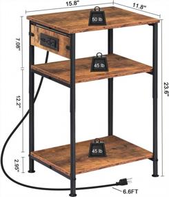 img 2 attached to Rustic Brown Slim Nightstand Set Of 2 With Charging Station, USB Ports And Power Outlets - Perfect End Table Side Table For Small Space Living Room, Bedroom, MOOACE.