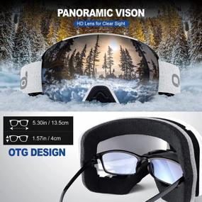 img 1 attached to Магнитные сменные лыжные очки Odoland с 2 линзами, противотуманные 100% защита от ультрафиолетового излучения Сноубордические очки для мужчин и женщин