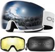 odoland magnetic interchangeable ski goggles set with 2 lens, anti-fog 100% uv protection snowboard snow goggles for men and women logo