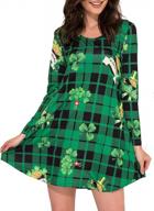 aphratti women's long sleeve st patrick's day clover print flare dress for casual wear logo