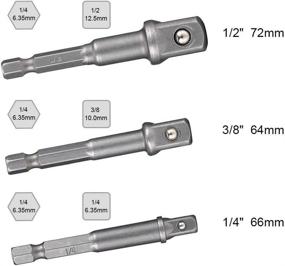 img 1 attached to 🔧 CR-V 3-Piece Power Hand Tools Driver Extension Socket Adapter Sets with Quick Change Nut Driver Socke Bit Set Adapters for Drill Chucks - 1/4-Inch Hex Shank to Drive 1/4", 3/8", and 1/2