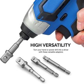 img 3 attached to 🔧 CR-V 3-Piece Power Hand Tools Driver Extension Socket Adapter Sets with Quick Change Nut Driver Socke Bit Set Adapters for Drill Chucks - 1/4-Inch Hex Shank to Drive 1/4", 3/8", and 1/2
