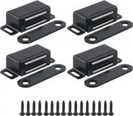 stainless steel magnetic cabinet catch set - includes 4 strong magnetic latches for doors, furniture and closets - black finish logo