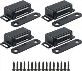 img 4 attached to Stainless Steel Magnetic Cabinet Catch Set - Includes 4 Strong Magnetic Latches For Doors, Furniture And Closets - Black Finish