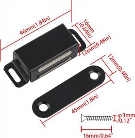 img 3 attached to Stainless Steel Magnetic Cabinet Catch Set - Includes 4 Strong Magnetic Latches For Doors, Furniture And Closets - Black Finish