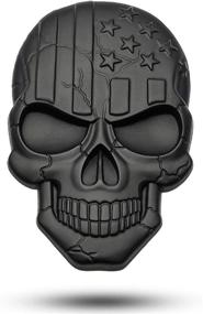 img 4 attached to 🏍️ Dsycar 3D Skull Emblem USA Flag Metal Car Motorcycle Stickers - 2.75 x 1.77 in (Black Skull Sticker)