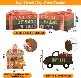 img 1 attached to DAZONGE Fall Decor - Fall Thanksgiving Decorations For Home - 1 Set Of Faux Book Stack, 1 Happy Fall Sign And 1 Buffalo Plaid Sign With Thankful Tag For Fall Tiered Tray Decor - Farmhouse Kitchen Coffee Bar Sign Shelf Sitter