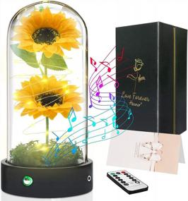 img 4 attached to Sunflower Decor Gifts For Women, You Are My Sunshine Music Box, Sunflower Artificial Flowers In Glass Dome With Led Light, Christmas Anniversary Thanksgiving Birthday Gifts For Mom Wife Grandma Friend
