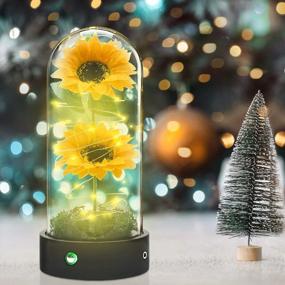 img 3 attached to Sunflower Decor Gifts For Women, You Are My Sunshine Music Box, Sunflower Artificial Flowers In Glass Dome With Led Light, Christmas Anniversary Thanksgiving Birthday Gifts For Mom Wife Grandma Friend