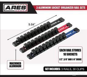 img 3 attached to ARES 70345-3-Piece 1/2-Inch Drive Aluminum Socket Organizer Set - Store Up To 10 Sockets On Each Rail And Keep Your Tool Box Organized