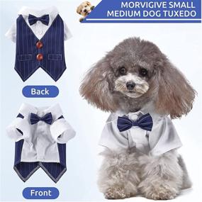 img 3 attached to 🐶 MORVIGIVE Striped Dog Tuxedo: Formal Puppy Suit for Wedding Party, Birthday & Halloween Cosplay