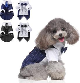 img 4 attached to 🐶 MORVIGIVE Striped Dog Tuxedo: Formal Puppy Suit for Wedding Party, Birthday & Halloween Cosplay