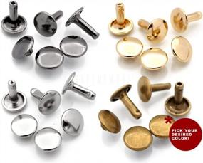 img 1 attached to 50 Sets Of 9Mm Double Cap Leather Rivets With Tubular Metal Posts - Brushed Brass Finish, Ideal For Rapid Riveting And Leather Craft Projects (10Mm Post)