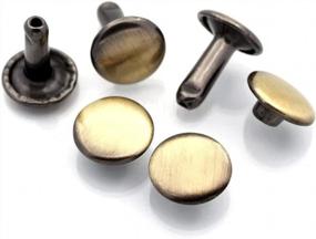 img 4 attached to 50 Sets Of 9Mm Double Cap Leather Rivets With Tubular Metal Posts - Brushed Brass Finish, Ideal For Rapid Riveting And Leather Craft Projects (10Mm Post)