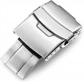 img 3 attached to MiLTAT 18, 20, 22 Or 24Mm Push Button Safety Watch Clasp, Brushed Stainless Steel