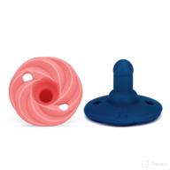 🍼 doddle &amp; co. holland pop pacifier: natural shape, 100% silicone (3+ months, peach/navy) - a must-have baby accessory! logo