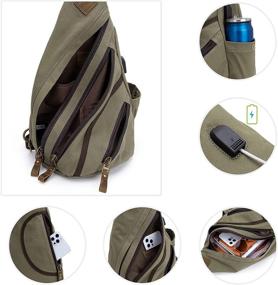 img 3 attached to 🎒 DAVIDNILE Canvas Sling Bag Crossbody Backpack | Genuine Leather Shoulder Bag | Casual Daypacks for Men and Women Travel