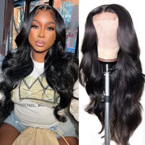 img 4 attached to 👩 ALLRUN Brazilian Body Wave Lace Front Wigs for Black Women - 30 Inch Human Hair Wigs with Pre Plucked Hairline and Baby Hair