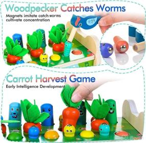 img 2 attached to 🎵 6 в 1 деревянные Монтессори игрушки: игра "Ударь кротика", ксилофон, сбор морковки и многое другое!