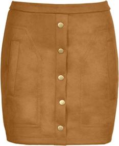 img 1 attached to Meyeeka Womens Waist Button Skirts Women's Clothing : Skirts