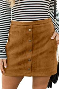 img 4 attached to Meyeeka Womens Waist Button Skirts Women's Clothing : Skirts